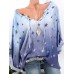 Sexy Women V-Neck Adjustable Long Sleeve Stars Printed Pullover Shirt