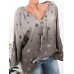 Sexy Women V-Neck Adjustable Long Sleeve Stars Printed Pullover Shirt