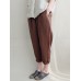 Women Vintage High Elastic Waist Solid Loose Cotton Harem Pants