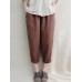 Women Vintage High Elastic Waist Solid Loose Cotton Harem Pants