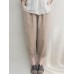 Women Vintage High Elastic Waist Solid Loose Cotton Harem Pants