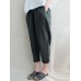 Women Vintage High Elastic Waist Solid Loose Cotton Harem Pants