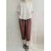 Women Vintage High Elastic Waist Solid Loose Cotton Harem Pants