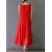 Elegant Women Pure Color Sleeveless Maxi Swing Dress