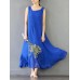 Elegant Women Pure Color Sleeveless Maxi Swing Dress