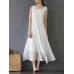 Elegant Women Pure Color Sleeveless Maxi Swing Dress