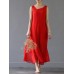 Elegant Women Pure Color Sleeveless Maxi Swing Dress