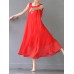 Elegant Women Pure Color Sleeveless Maxi Swing Dress