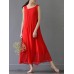 Elegant Women Pure Color Sleeveless Maxi Swing Dress