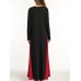 Ethnic Women Embroidery V-Neck Lace Up Long Sleeve Maxi Dress