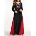 Ethnic Women Embroidery V-Neck Lace Up Long Sleeve Maxi Dress