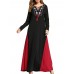 Ethnic Women Embroidery V-Neck Lace Up Long Sleeve Maxi Dress