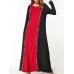 Casual Women Contrast Color O-Neck Maxi Dress