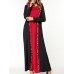 Casual Women Contrast Color O-Neck Maxi Dress