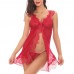 Plus Size 5XL Sexy Lace Sleepwear With Tongs Transparent Mesh Front Open Nightdress