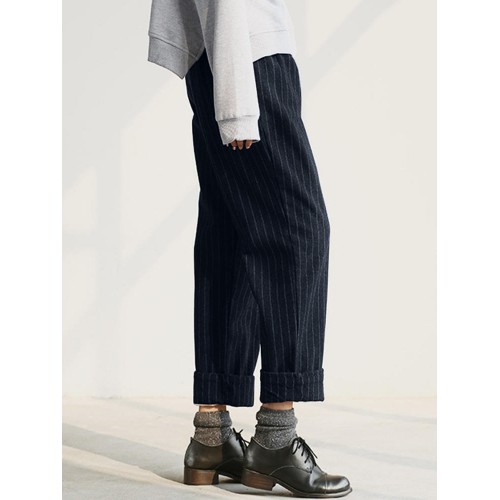 Women Casual Stripe Elastic Waist Long Pants