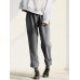 Women Casual Stripe Elastic Waist Long Pants