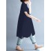 S-5XL Women Casual Stand Collar Pleated Long Shirts