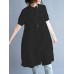 S-5XL Women Casual Stand Collar Pleated Long Shirts