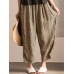 Vintage Women Plaid High Elastic Waist Long Pants