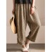 Vintage Women Plaid High Elastic Waist Long Pants