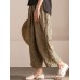 Vintage Women Plaid High Elastic Waist Long Pants