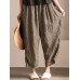 Vintage Women Plaid High Elastic Waist Long Pants