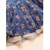 Vintage Women Floral V-Neck Cotton Linen Loose Button Blouse