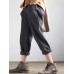 Women Cotton Harem Pants Casual Pockets Loose Baggy Trousers