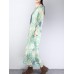 Vintage Women Floral Printed Side Pocket O-Neck Maxi Dress