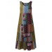 Women Bohemian Sleeveless Patchwork O-Neck Maxi Tank Dress