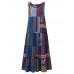 Women Bohemian Sleeveless Patchwork O-Neck Maxi Tank Dress