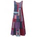 Women Bohemian Sleeveless Patchwork O-Neck Maxi Tank Dress