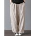 Women High Elastic Waist Loose Solid Wide Leg Pants