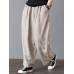 Women High Elastic Waist Loose Solid Wide Leg Pants