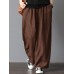 Women High Elastic Waist Loose Solid Wide Leg Pants