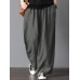 Women High Elastic Waist Loose Solid Wide Leg Pants