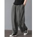 Women High Elastic Waist Loose Solid Wide Leg Pants