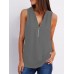 Casual Women Solid Sleeveless Zipper Tops