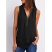 Casual Women Solid Sleeveless Zipper Tops