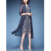 Elegant Women 3/4 Sleeve Two Pieces Set Floral Chiffon Dress