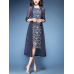 Elegant Women 3/4 Sleeve Two Pieces Set Floral Chiffon Dress