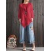 Casual Women Loose Cotton Linen Irregular Hem Blouse