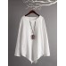 Casual Women Loose Cotton Linen Irregular Hem Blouse