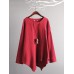 Casual Women Loose Cotton Linen Irregular Hem Blouse