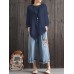 Casual Women Loose Cotton Linen Irregular Hem Blouse