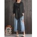 Casual Women Loose Cotton Linen Irregular Hem Blouse