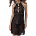 Bowknot Halter Backless Nightdress Sleeveless Translucent Lace Women Sleepwear