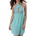 Bowknot Halter Backless Nightdress Sleeveless Translucent Lace Women Sleepwear