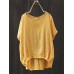 Women Batwing Sleeve Cotton Asymmetrical Blouse